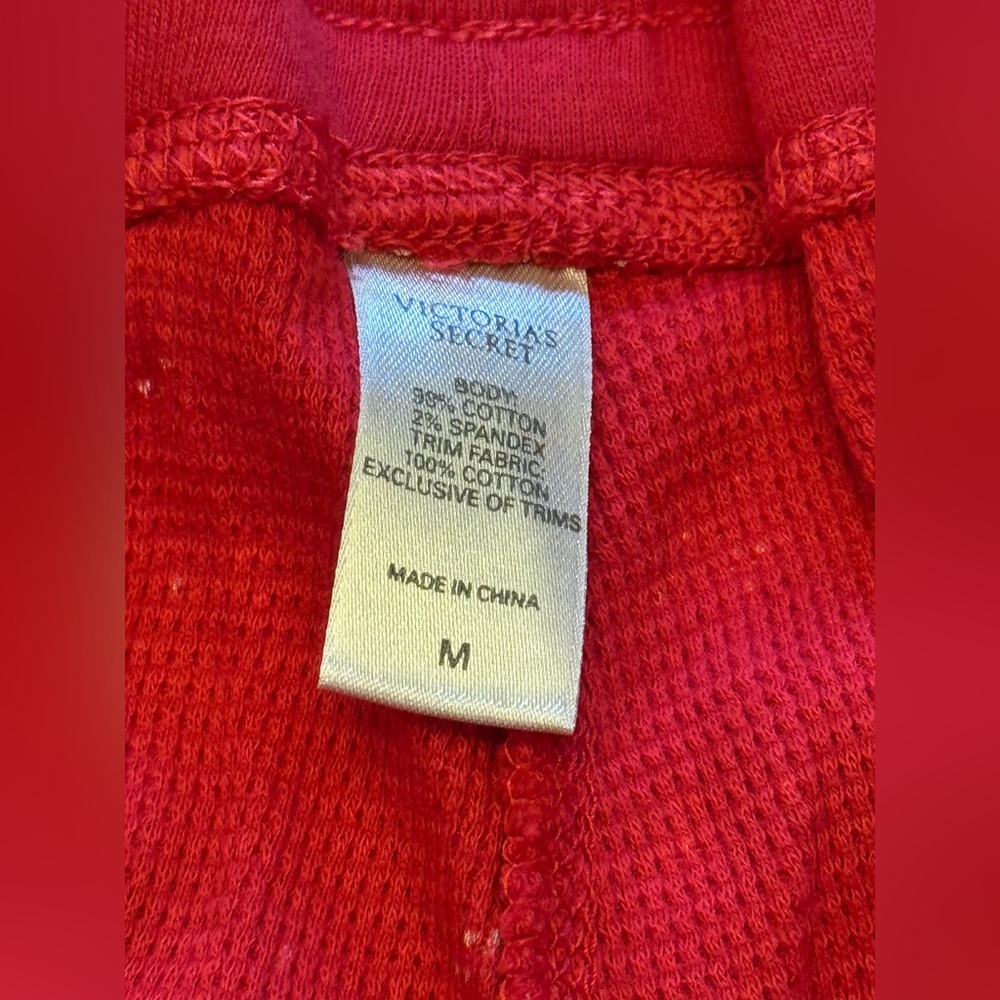 VICTORIA’S SECRET VINTAGE Y2K THERMAL PJ PAJAMA SET HENLEY RED STARS RARE NWT M - Picture 10 of 11